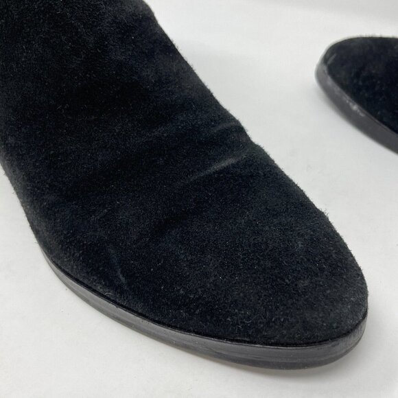 Via Spiga Womens 9M Boots Bootie Black Leather Suede Buckle Block Heel Zipper - Picture 3 of 11